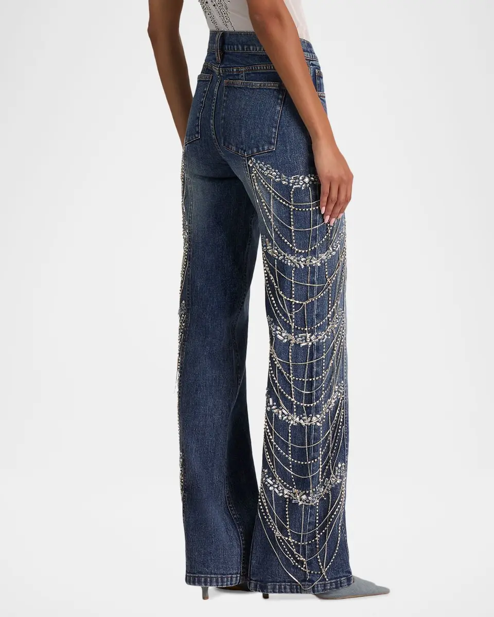 Alice + Olivia Roxie Low-Rise Embellished Jeans | Thumbnail 3 Alice + Olivia Roxie Low-Rise Embellished Jeans | Thumbnail 3