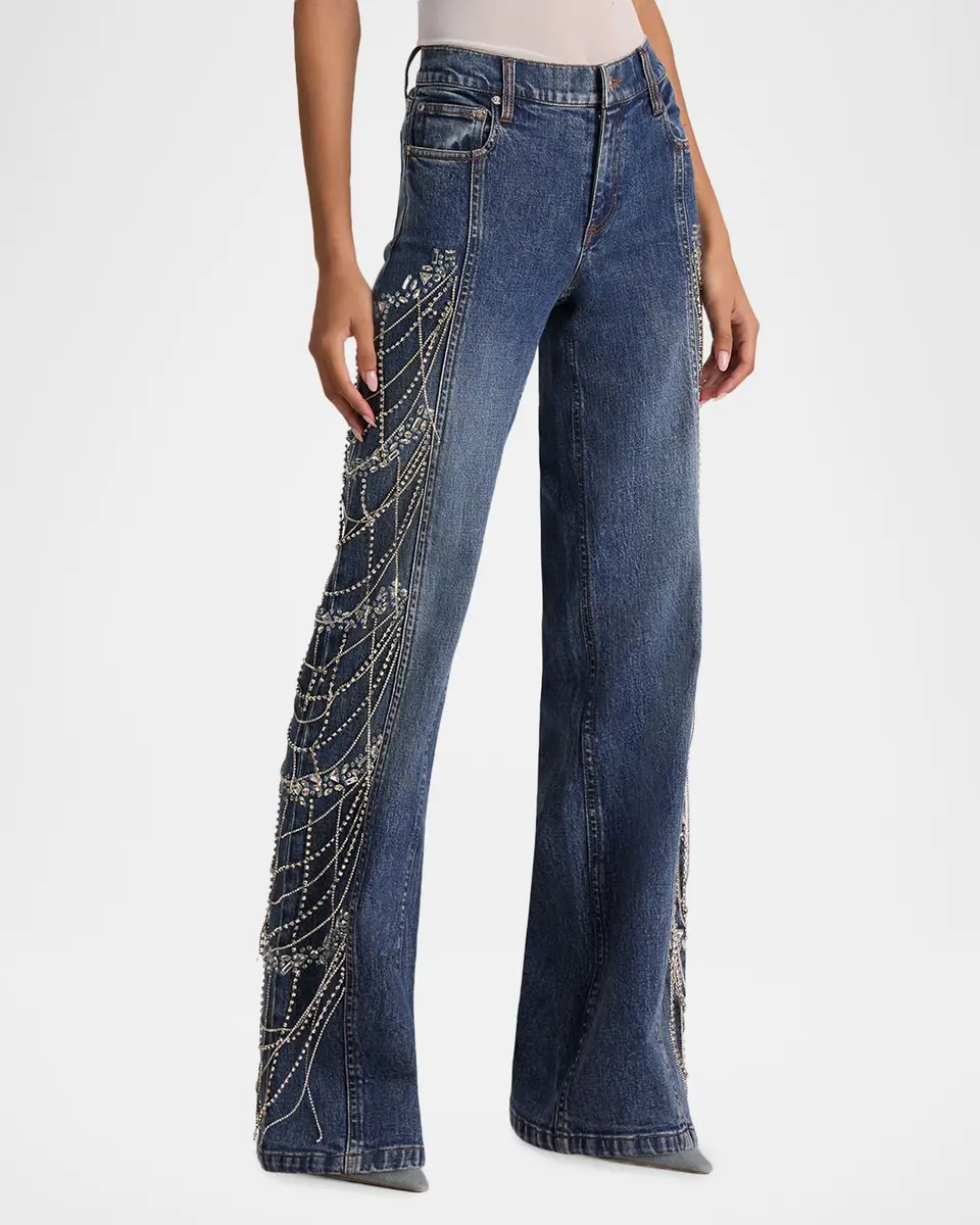 Alice + Olivia Roxie Low-Rise Embellished Jeans | Thumbnail 6 Alice + Olivia Roxie Low-Rise Embellished Jeans | Thumbnail 6