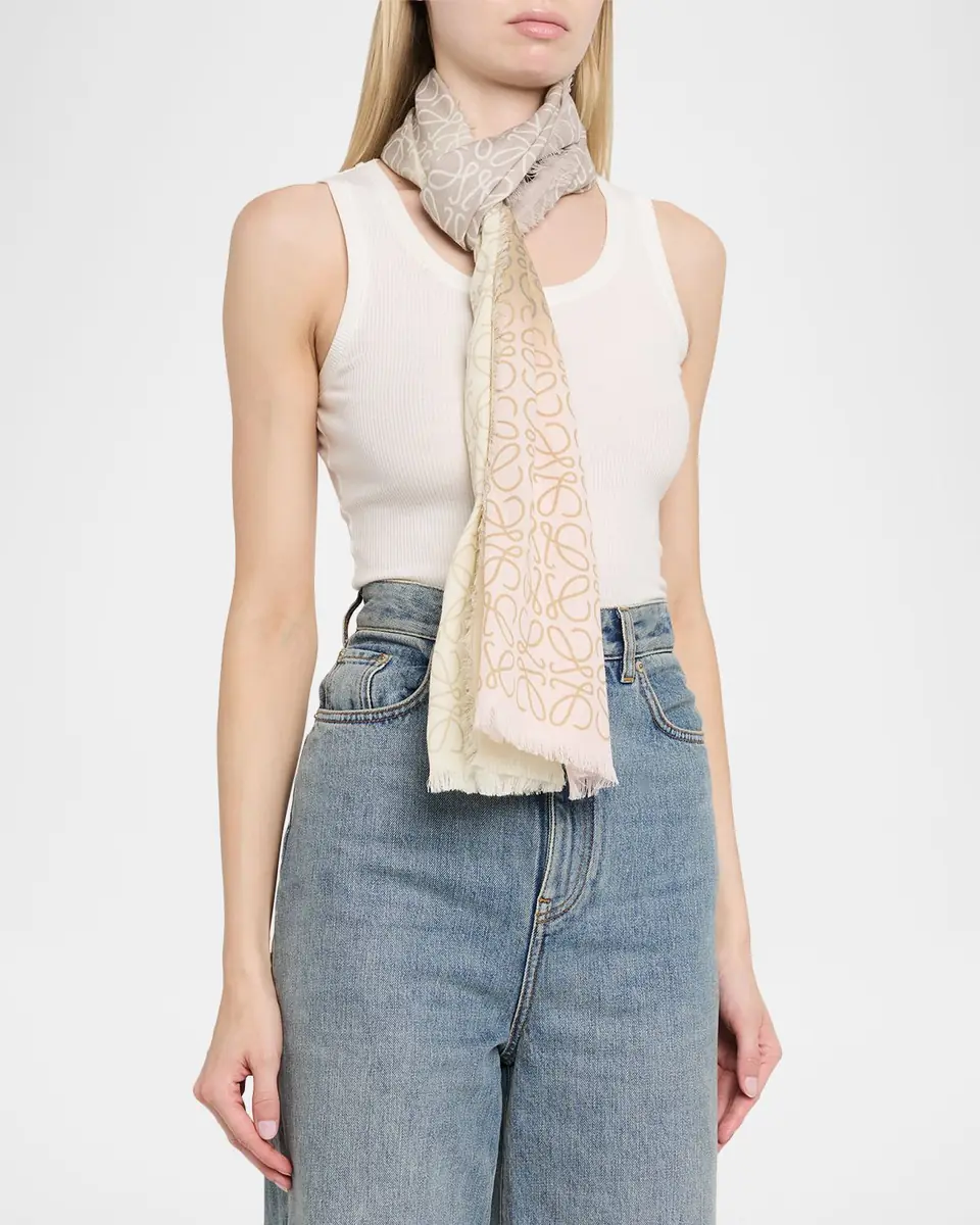 LOEWE Anagram Wool Silk Scarf | Thumbnail 2 LOEWE Anagram Wool Silk Scarf | Thumbnail 2