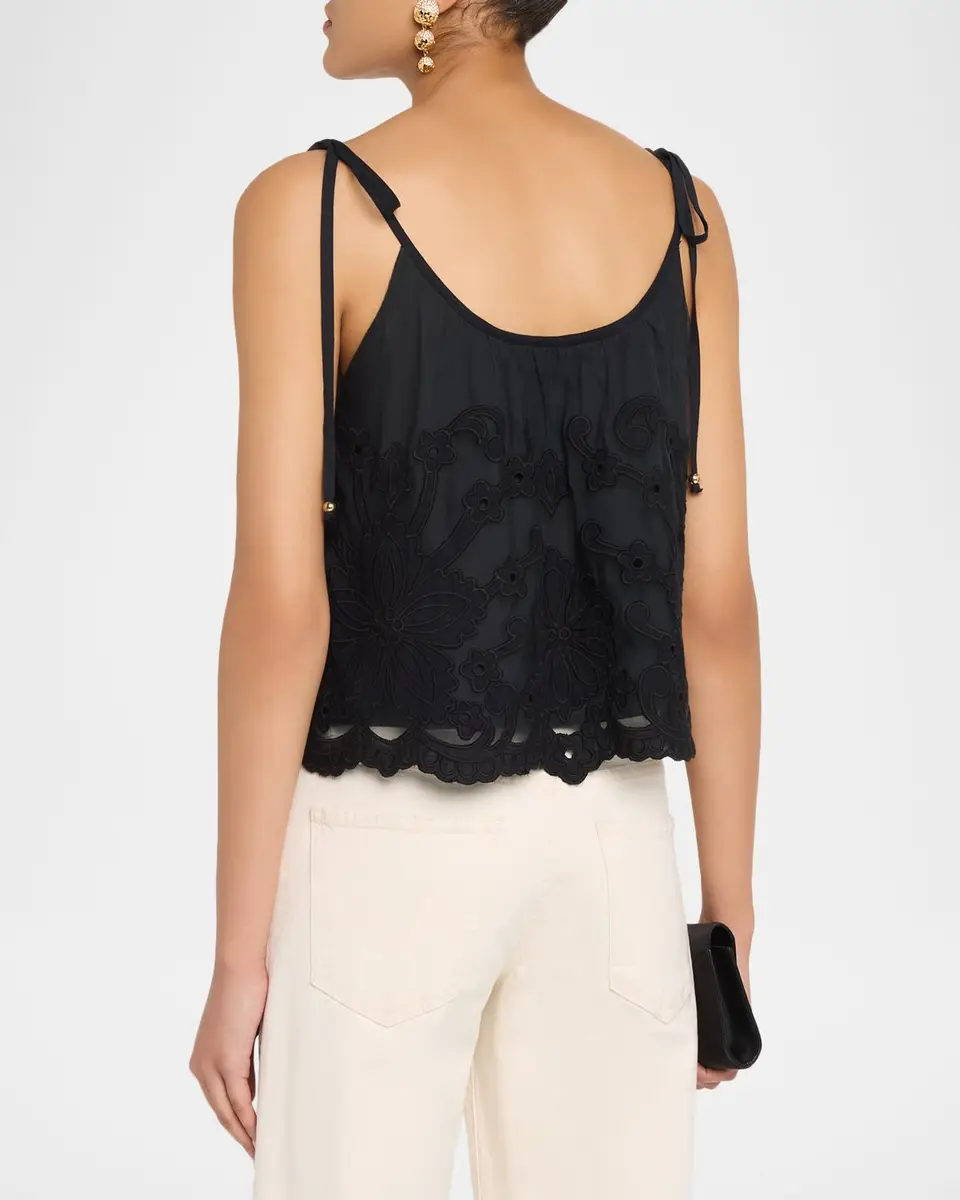 Ramy Brook Elsie Embroidered Shoulder-Tie Top | Thumbnail 3
