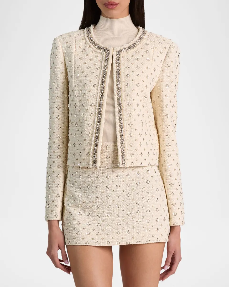 Alice + Olivia Thomasina Embellished Tweed Jacket | Thumbnail 4 Alice + Olivia Thomasina Embellished Tweed Jacket | Thumbnail 4
