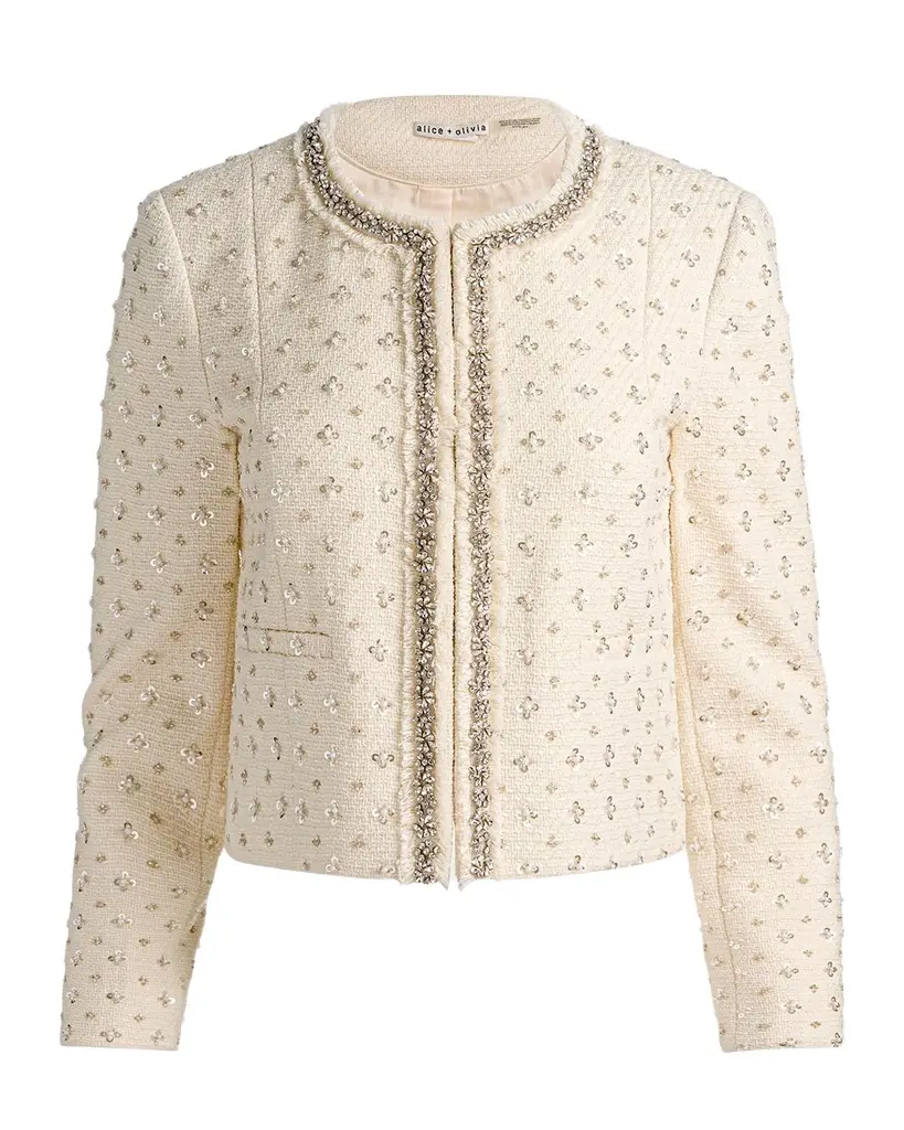 Alice + Olivia Thomasina Embellished Tweed Jacket | Image 1 Alice + Olivia Thomasina Embellished Tweed Jacket | Image 1
