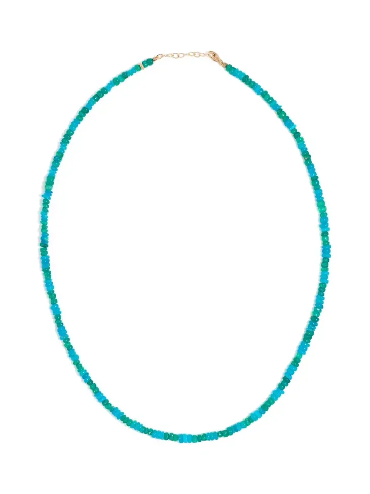 14k Mini Blue Green Stripe Opal Necklace 14k Mini Blue Green Stripe Opal Necklace