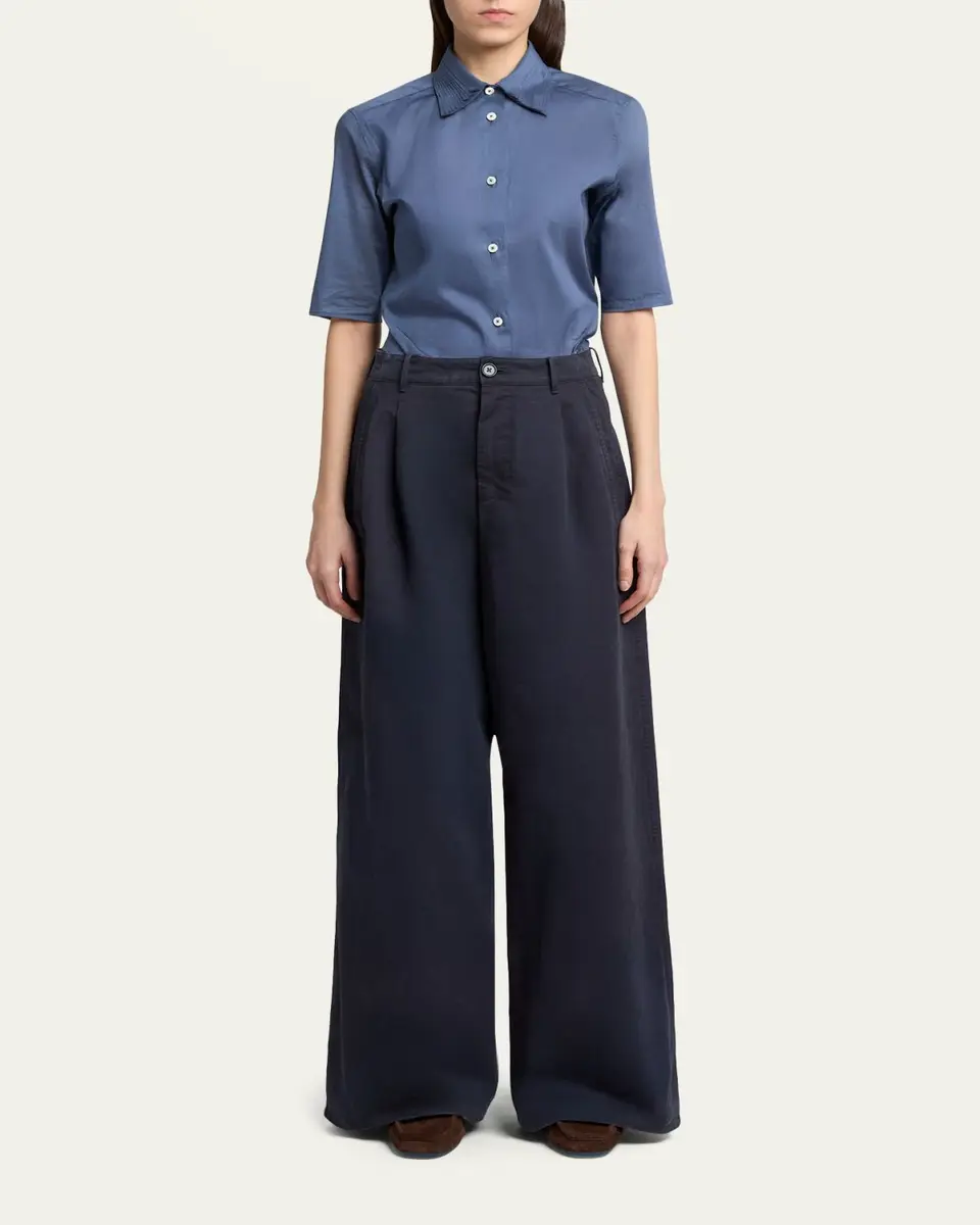 Jil Sander Pleated Cotton Wide-Leg Trousers | Thumbnail 2