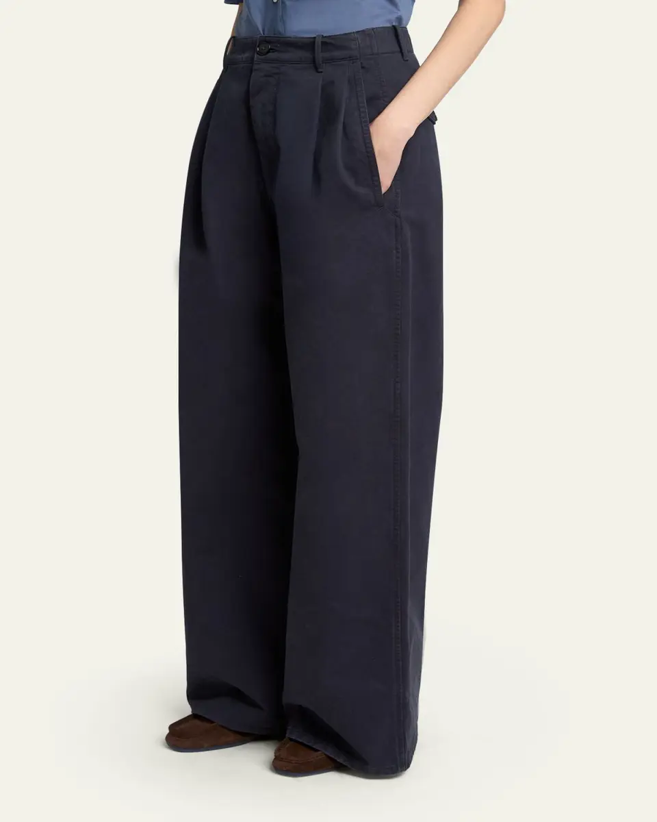 Jil Sander Pleated Cotton Wide-Leg Trousers | Thumbnail 4