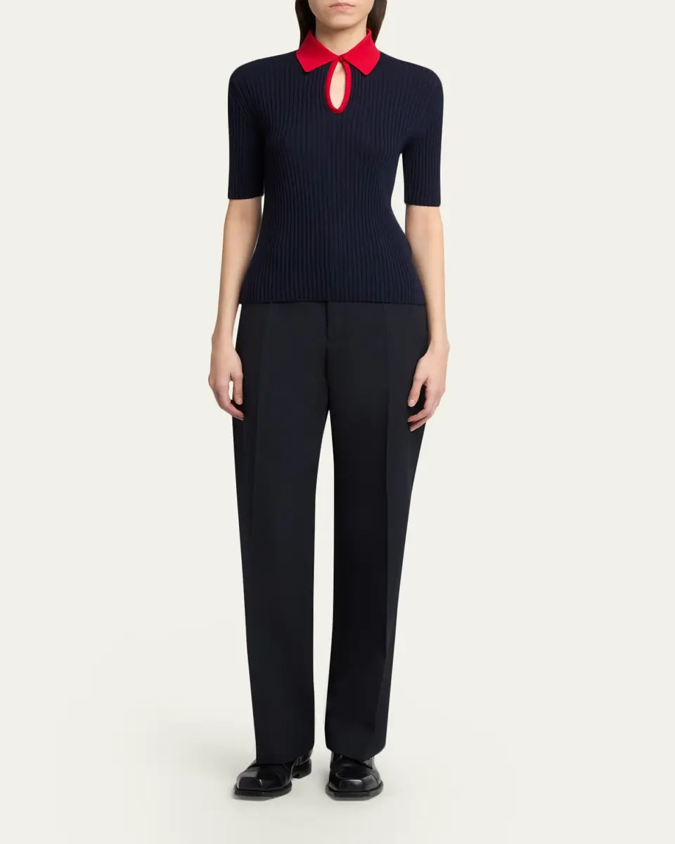 Jil Sander Short-Sleeve Button-Keyhole Polo Shirt | Thumbnail 2 Jil Sander Short-Sleeve Button-Keyhole Polo Shirt | Thumbnail 2