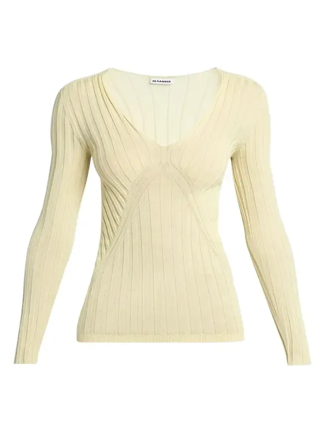 Jil Sander Cashmere-Silk V-Neck Sweater