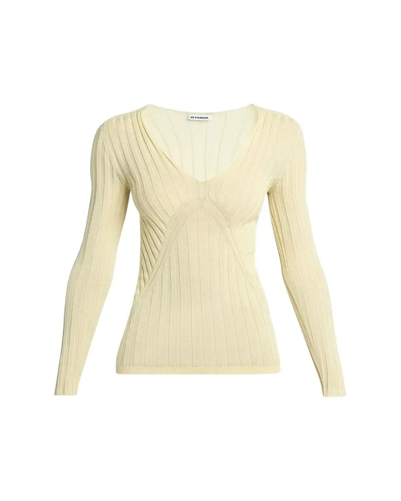 Jil Sander Cashmere-Silk V-Neck Sweater | Image 1 Jil Sander Cashmere-Silk V-Neck Sweater | Image 1