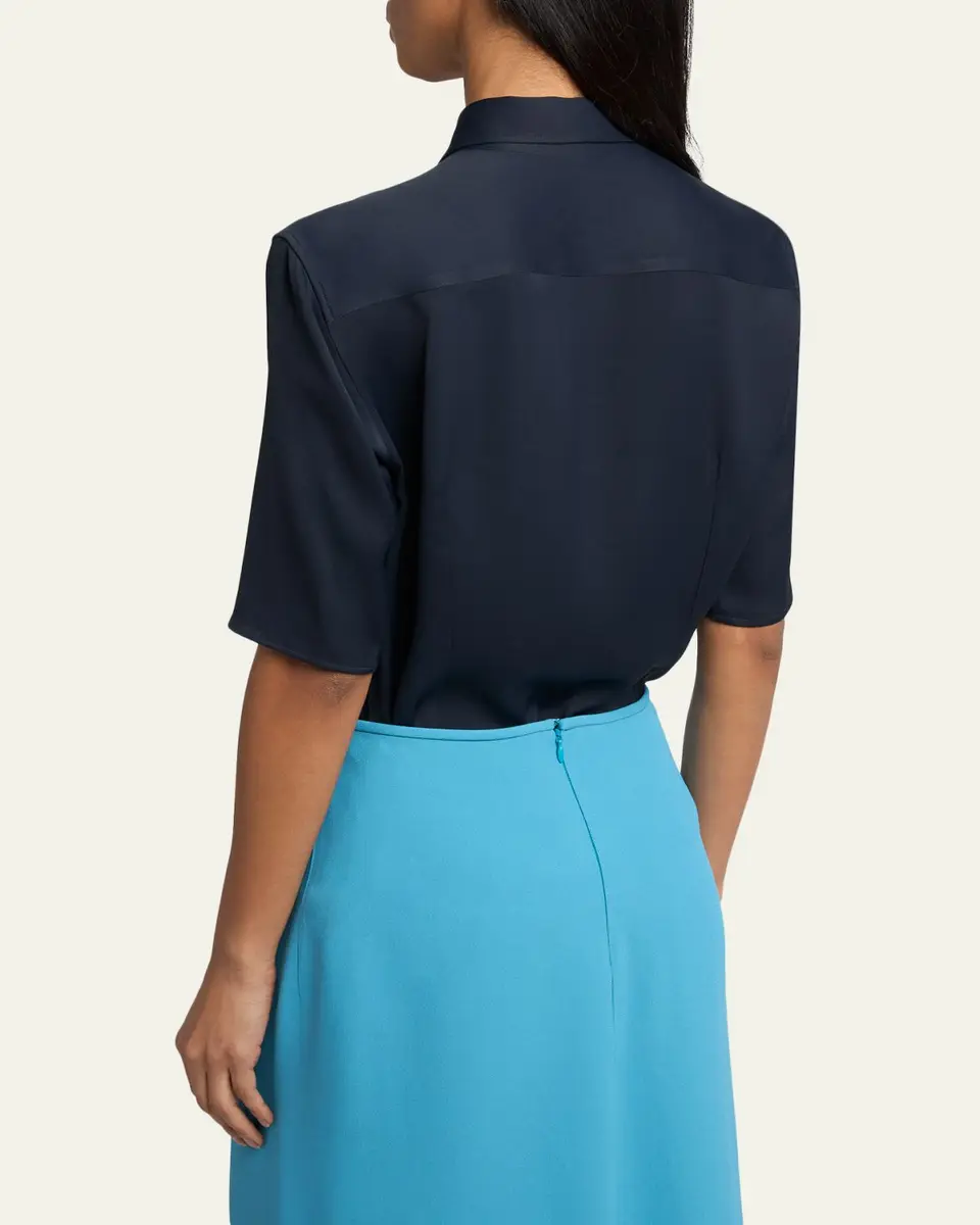 Jil Sander Short-Sleeve Viscose Button-Down Shirt | Thumbnail 3 Jil Sander Short-Sleeve Viscose Button-Down Shirt | Thumbnail 3