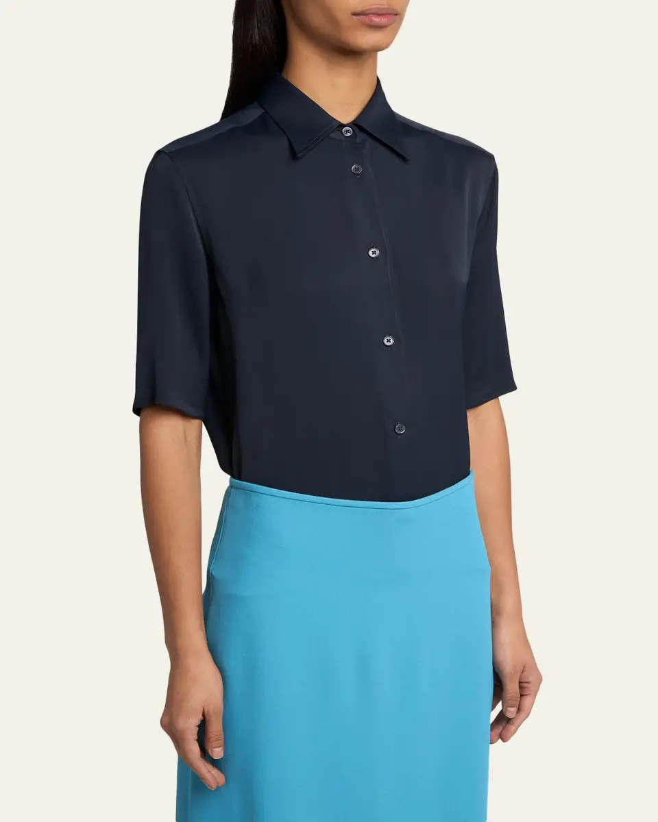 Jil Sander Short-Sleeve Viscose Button-Down Shirt | Thumbnail 4 Jil Sander Short-Sleeve Viscose Button-Down Shirt | Thumbnail 4