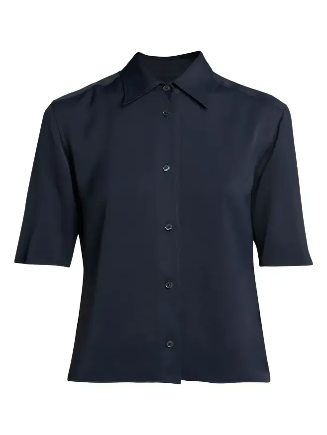 Short-Sleeve Viscose Button-Down Shirt