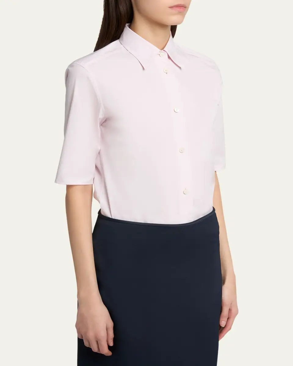 Jil Sander Elbow-Sleeve Slim Button-Down Shirt | Thumbnail 4