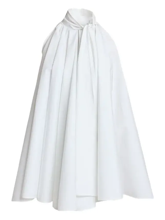 Sleeveless Bow-Neck Pleated Poplin Mini Dress Sleeveless Bow-Neck Pleated Poplin Mini Dress
