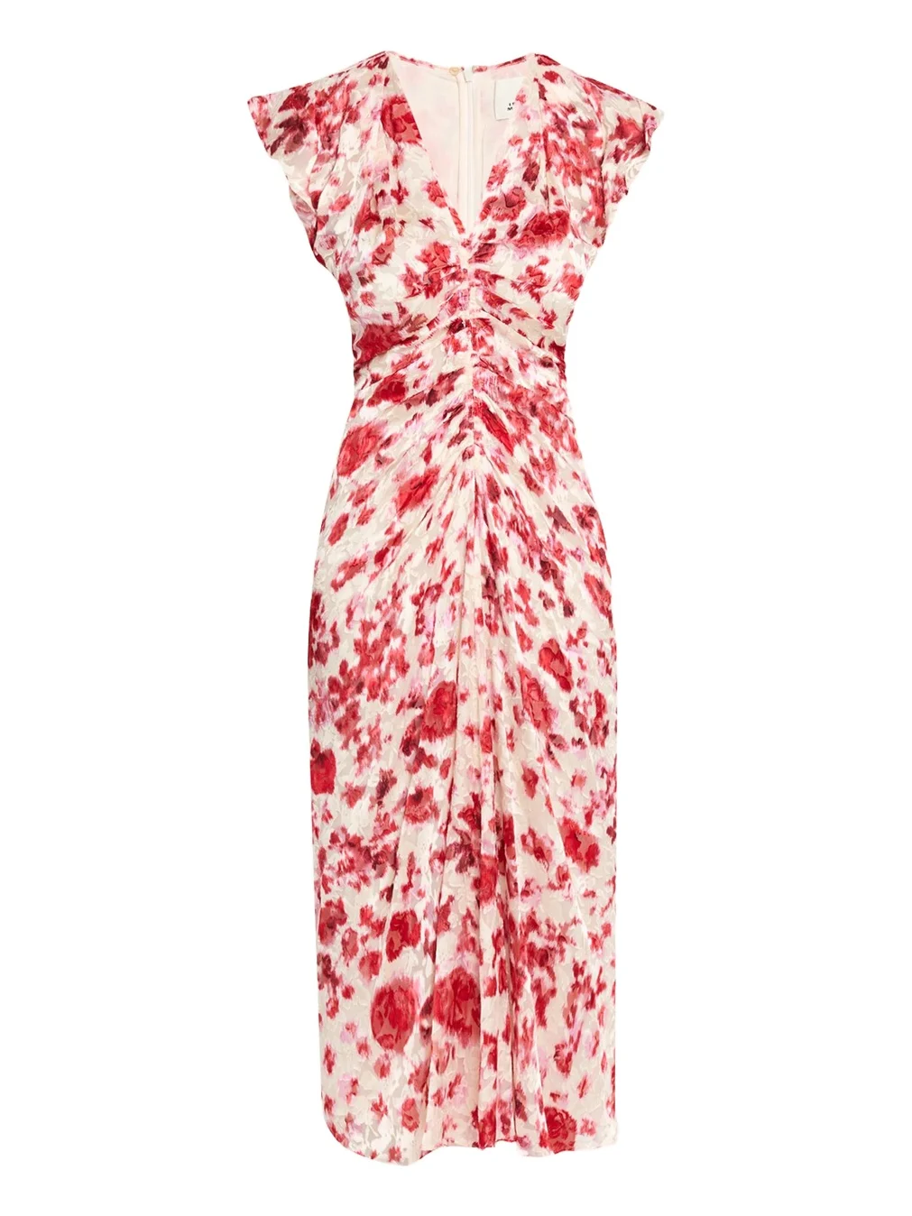 Lyndsay Floral Burnout Flutter-Sleeve Midi Dress Lyndsay Floral Burnout Flutter-Sleeve Midi Dress