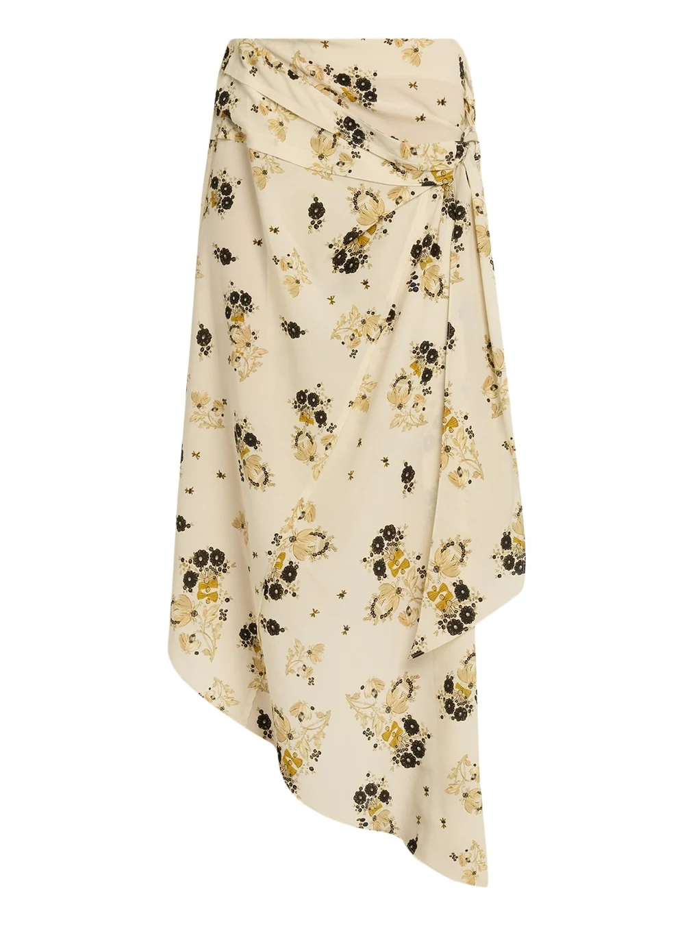 Faniry Floral Asymmetric Silk Skirt Faniry Floral Asymmetric Silk Skirt