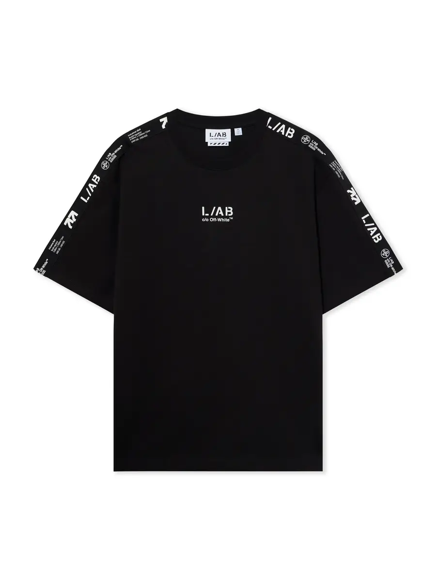 Off-White L/AB Logo Tape T-Shirt | Image 1 Off-White L/AB Logo Tape T-Shirt | Image 1