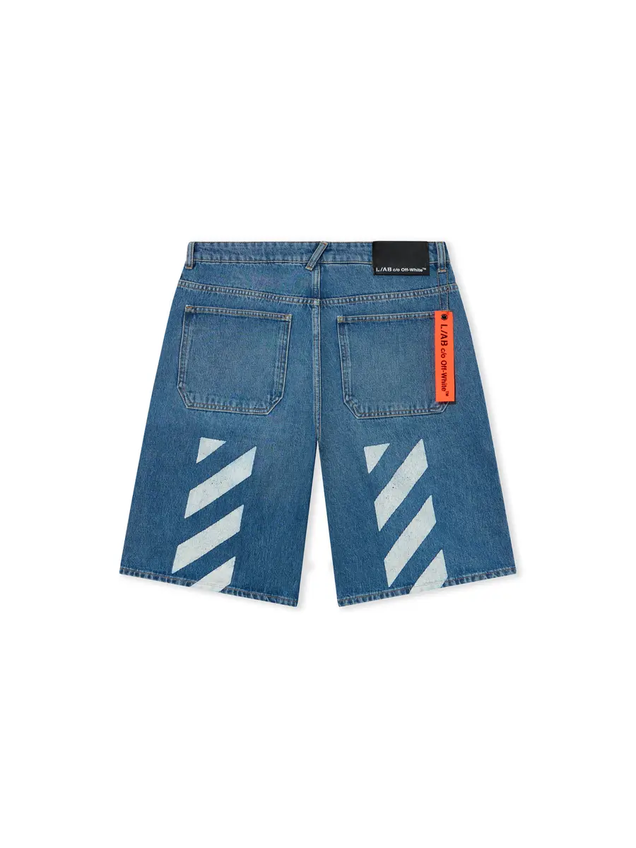 Off-White L/AB Diagonal Denim Shorts | Image 1 Off-White L/AB Diagonal Denim Shorts | Image 1