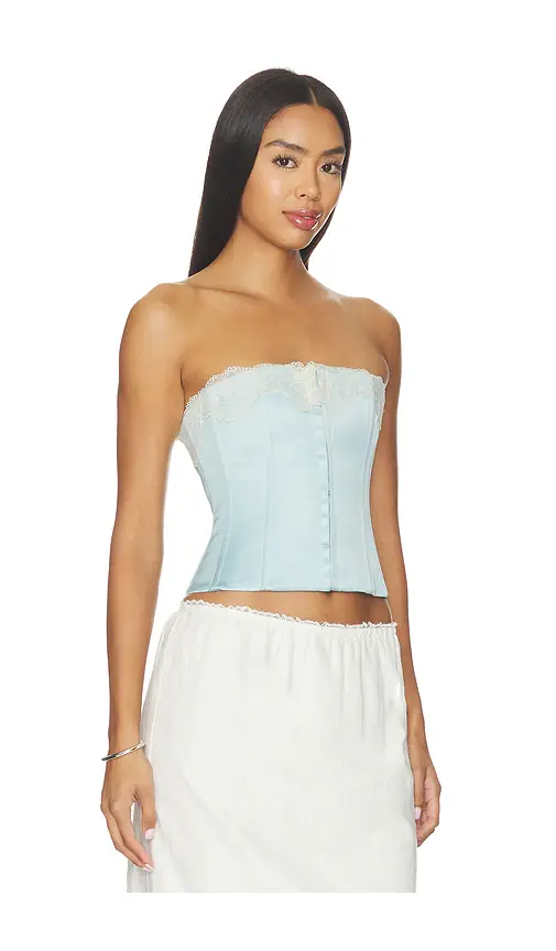 Guizio Lace Trim Satin Corset | Thumbnail 2 Guizio Lace Trim Satin Corset | Thumbnail 2