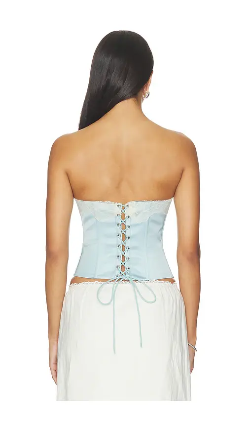 Guizio Lace Trim Satin Corset | Thumbnail 3 Guizio Lace Trim Satin Corset | Thumbnail 3