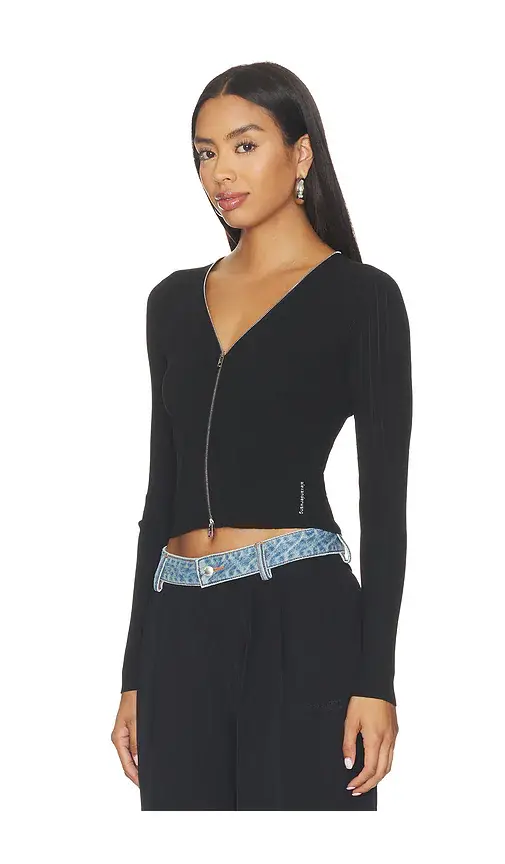 Alexander Wang Long Sleeve Pointelle Cardigan Zip Up | Thumbnail 2