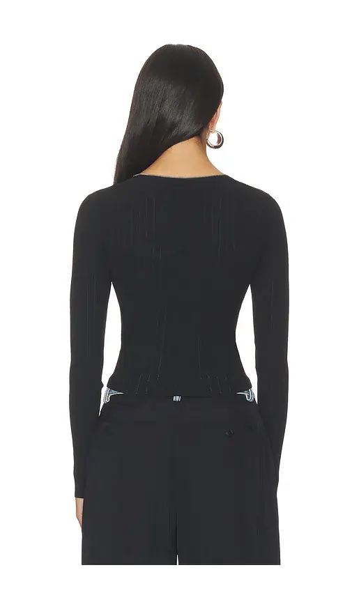 Alexander Wang Long Sleeve Pointelle Cardigan Zip Up | Thumbnail 3