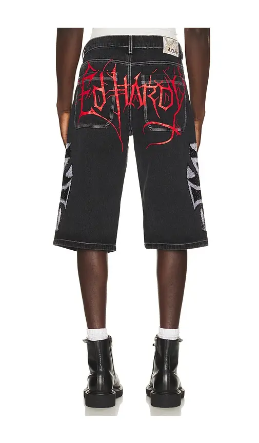 Ed Hardy Crosses Rhinestone Long Shorts | Thumbnail 4