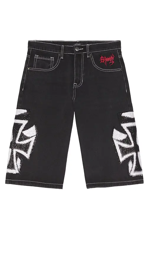 Ed Hardy Crosses Rhinestone Long Shorts | Thumbnail 6