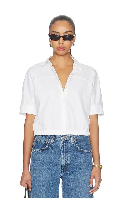 Theory Elastic Short Sleeve Shirt | Image 1 Theory Elastic Short Sleeve Shirt | Image 1