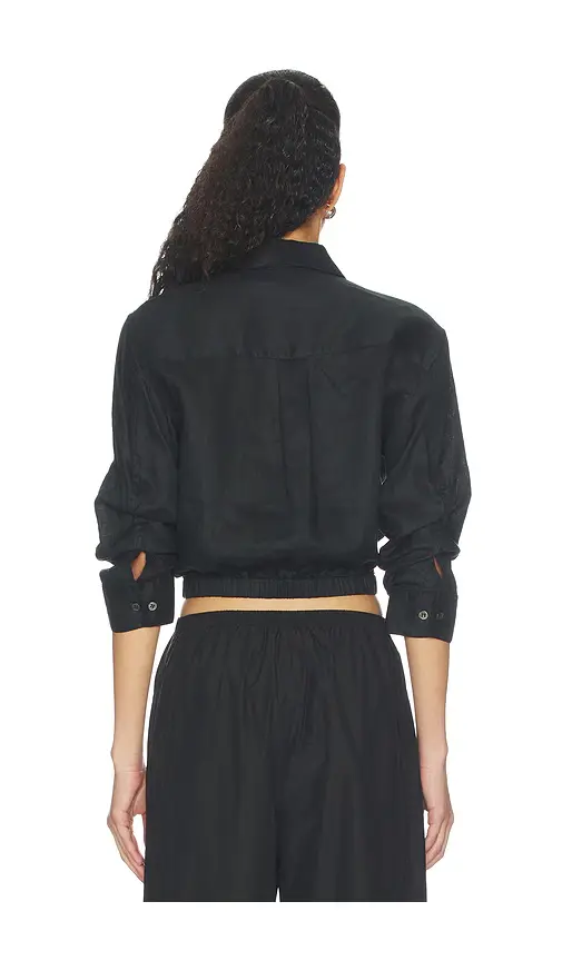 Theory Linen Fixed Sleeve Cropped Shirt | Thumbnail 3 Theory Linen Fixed Sleeve Cropped Shirt | Thumbnail 3