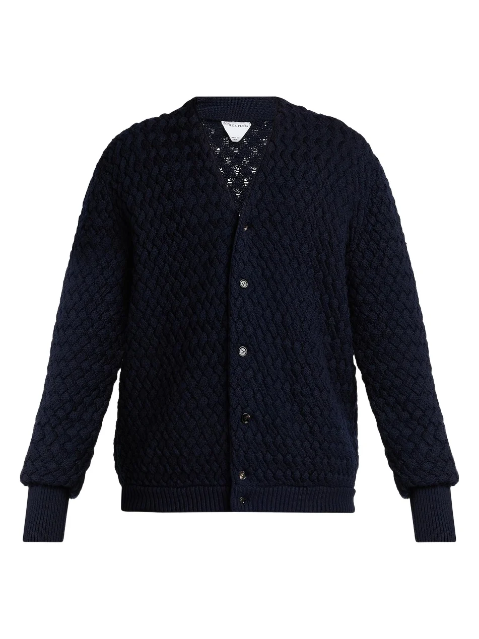 Men's Intrecciato Wool Cardigan Men's Intrecciato Wool Cardigan