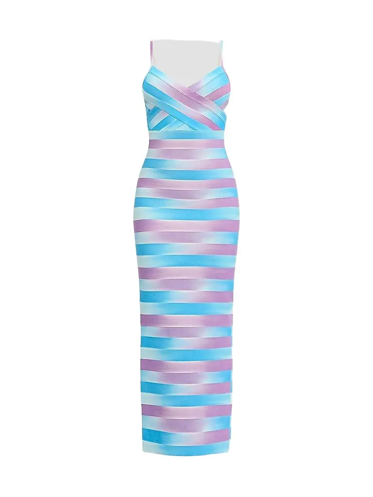 Hervé Léger Women's The Cara Ombré Stripe Gown - Daphne Multi - Size XS | Image 1 Hervé Léger Women's The Cara Ombré Stripe Gown - Daphne Multi - Size XS | Image 1