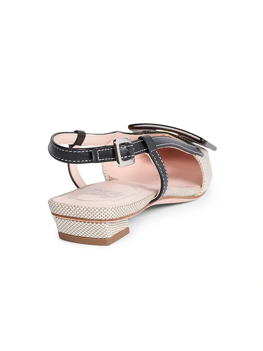 Roger Vivier Women's 25MM Cotton-Leather Slingback Pumps | Thumbnail 3