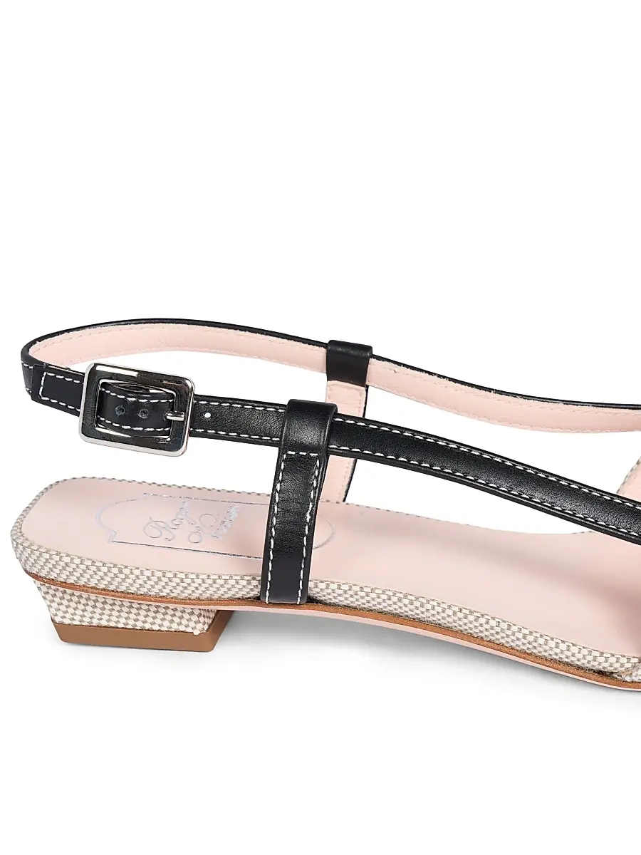 Roger Vivier Women's 25MM Cotton-Leather Slingback Pumps | Thumbnail 6