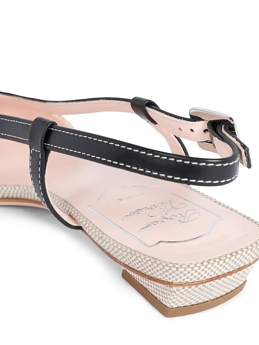 Roger Vivier Women's 25MM Cotton-Leather Slingback Pumps | Thumbnail 7