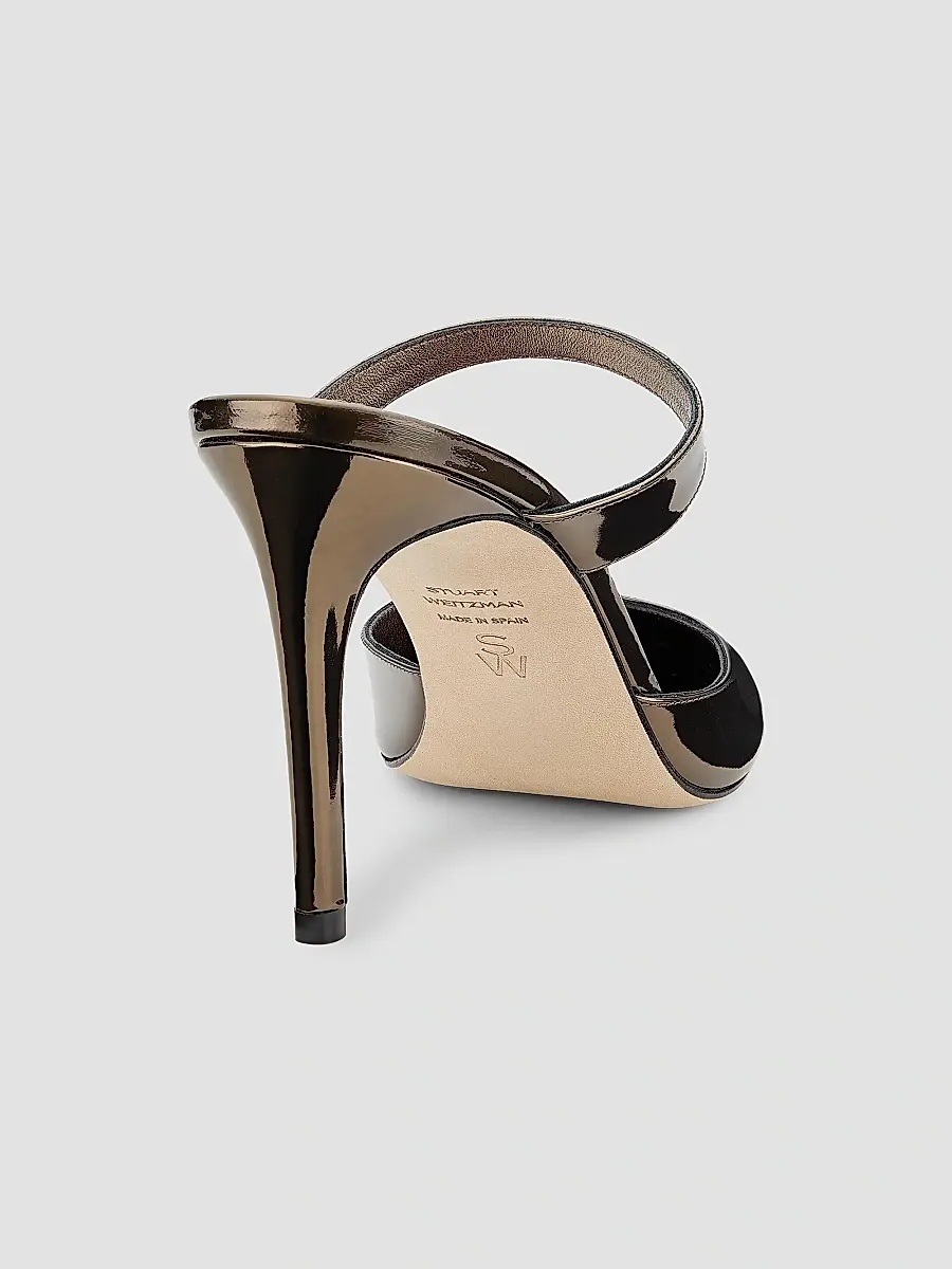 Stuart Weitzman Women's Stuart Power 85MM Patent Leather Mules | Thumbnail 3