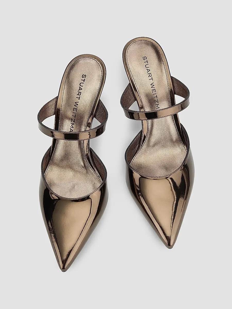 Stuart Weitzman Women's Stuart Power 85MM Patent Leather Mules | Thumbnail 4
