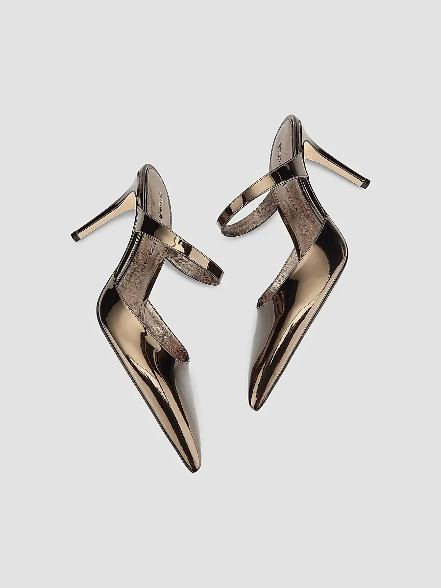 Stuart Weitzman Women's Stuart Power 85MM Patent Leather Mules | Thumbnail 6