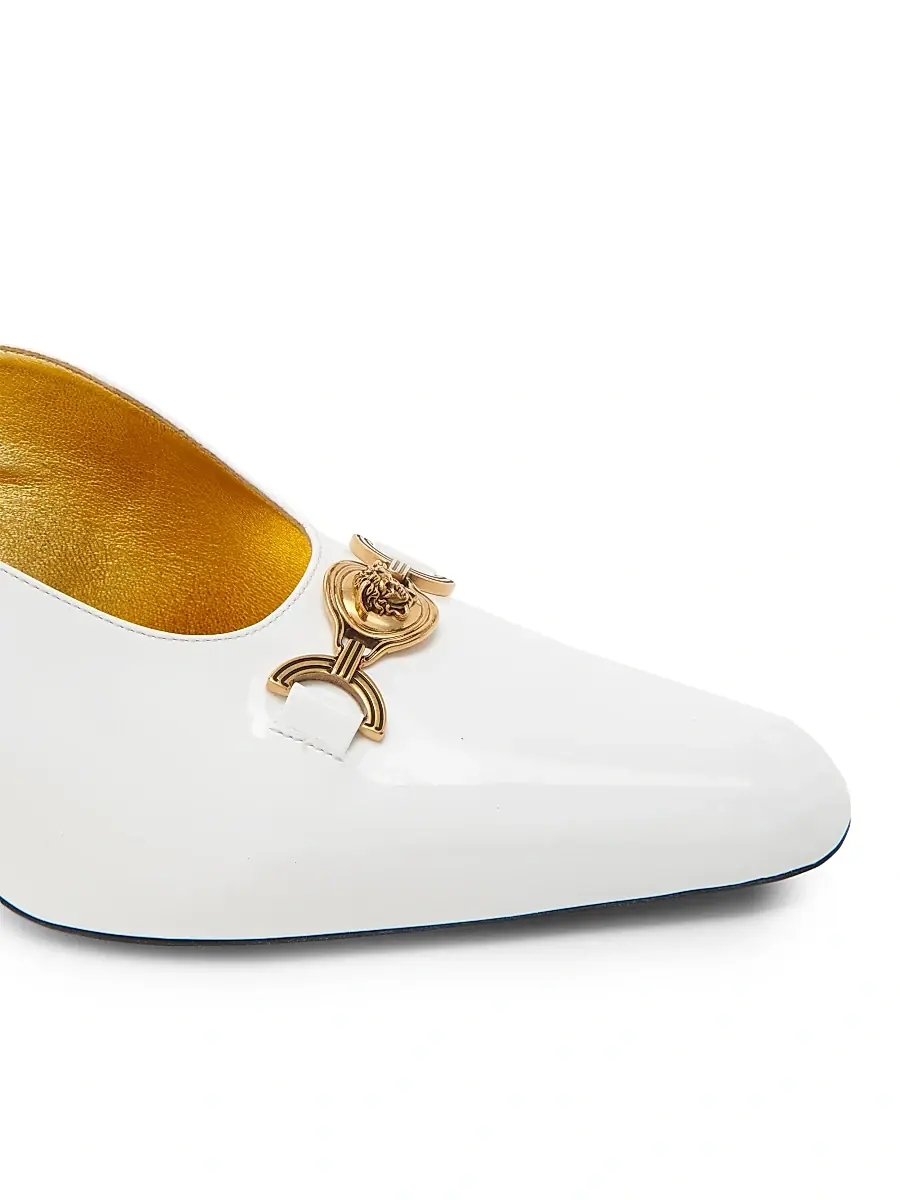 Versace Women's 90MM Medusa-Detail Leather Slingback Pumps | Thumbnail 5 Versace Women's 90MM Medusa-Detail Leather Slingback Pumps | Thumbnail 5