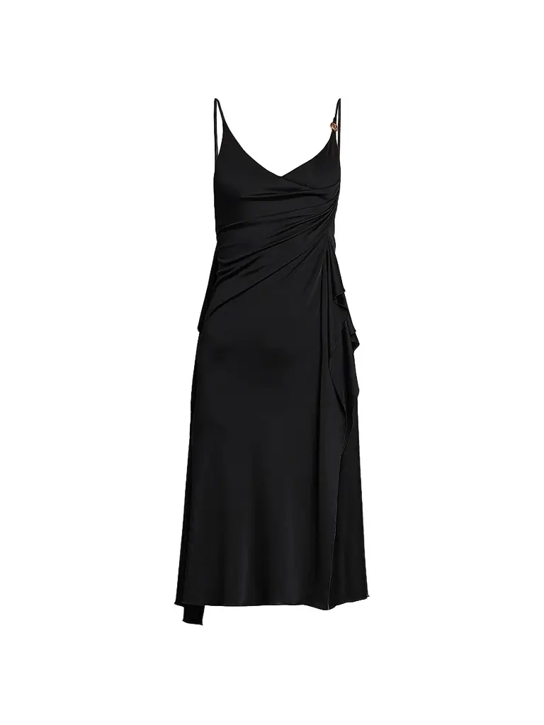 Versace Women's La Vacanza Draped Jersey Cocktail Dress - Black - Size 12 | Image 1 Versace Women's La Vacanza Draped Jersey Cocktail Dress - Black - Size 12 | Image 1