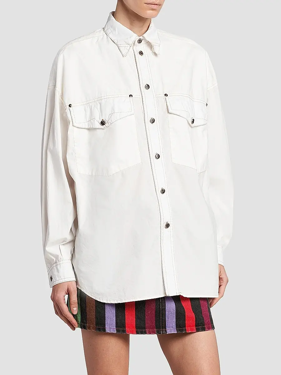 Versace Women's La Vacanza Cotton Poplin Utility Shirt | Thumbnail 4