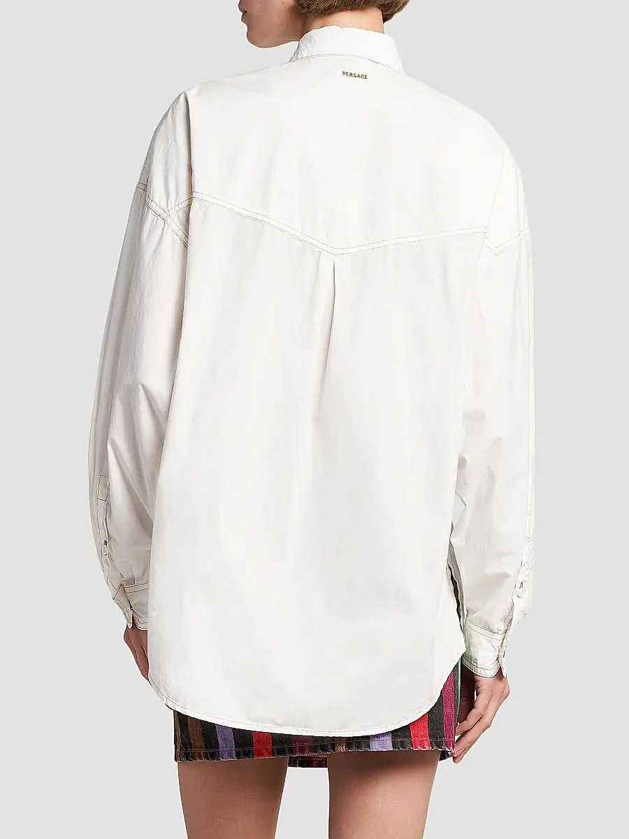 Versace Women's La Vacanza Cotton Poplin Utility Shirt | Thumbnail 5