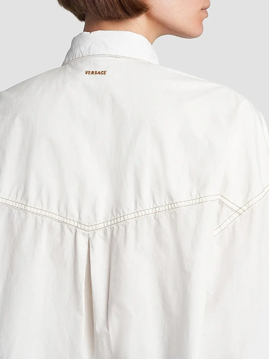 Versace Women's La Vacanza Cotton Poplin Utility Shirt | Thumbnail 6