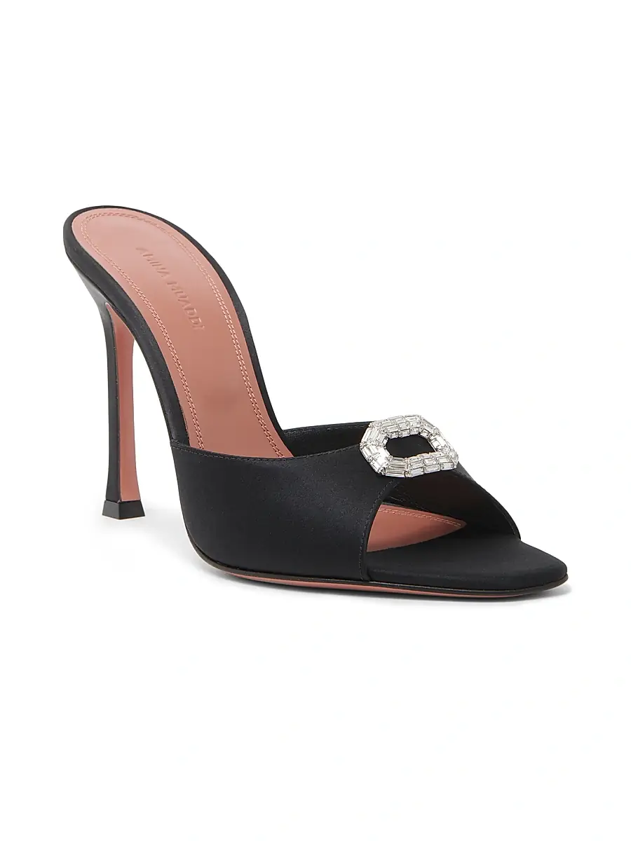 Amina Muaddi Women's Mini Camelia 105MM Crystal-Embellished Silk Mules | Thumbnail 2 Amina Muaddi Women's Mini Camelia 105MM Crystal-Embellished Silk Mules | Thumbnail 2