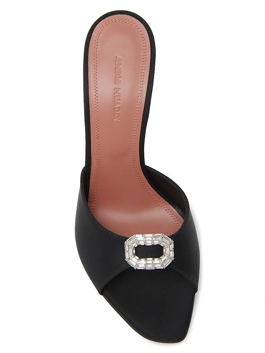 Amina Muaddi Women's Mini Camelia 105MM Crystal-Embellished Silk Mules | Thumbnail 4 Amina Muaddi Women's Mini Camelia 105MM Crystal-Embellished Silk Mules | Thumbnail 4