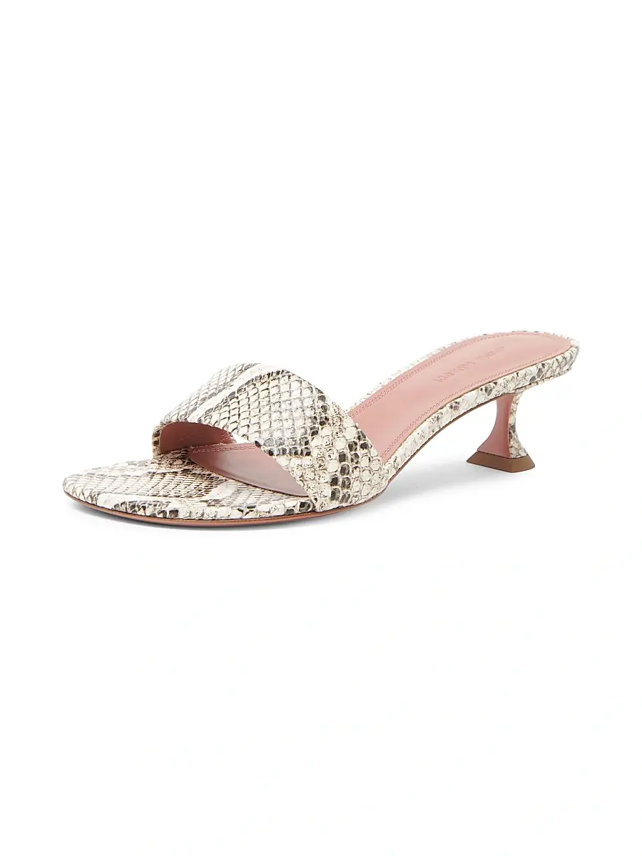 Amina Muaddi Women's Andreea 45MM Snake-Embossed Leather Mules | Thumbnail 2 Amina Muaddi Women's Andreea 45MM Snake-Embossed Leather Mules | Thumbnail 2