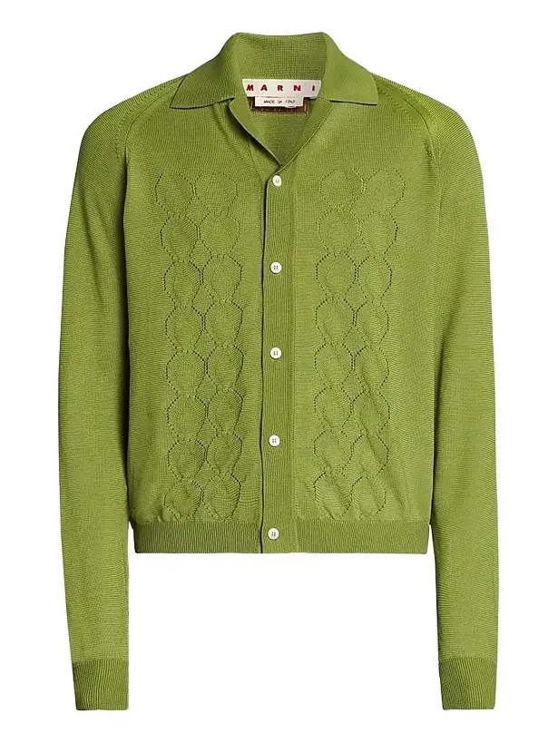 Men's Relaxed-Fit Pointelle-Knit Cardigan Men's Relaxed-Fit Pointelle-Knit Cardigan