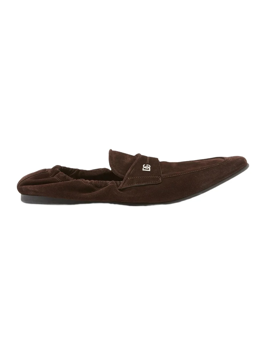 Dolce & Gabbana Men's Logo-Detail Velvet-Finish Suede Loafers