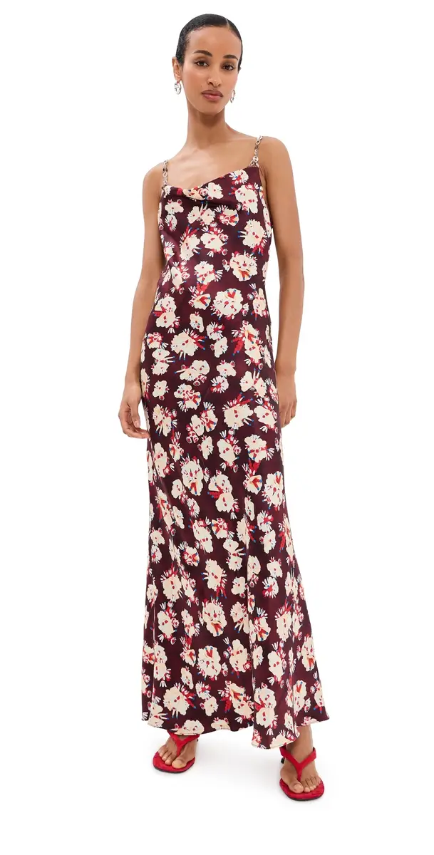 Rabanne Floral Silk Dress Flowers Trims Purple/Yel | Image 1 Rabanne Floral Silk Dress Flowers Trims Purple/Yel | Image 1