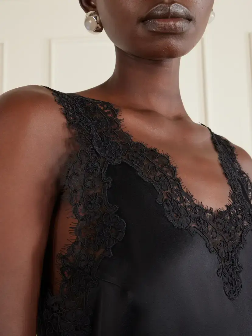 Stella McCartney Lace-trimmed Satin Mini Dress | Thumbnail 4 Stella McCartney Lace-trimmed Satin Mini Dress | Thumbnail 4