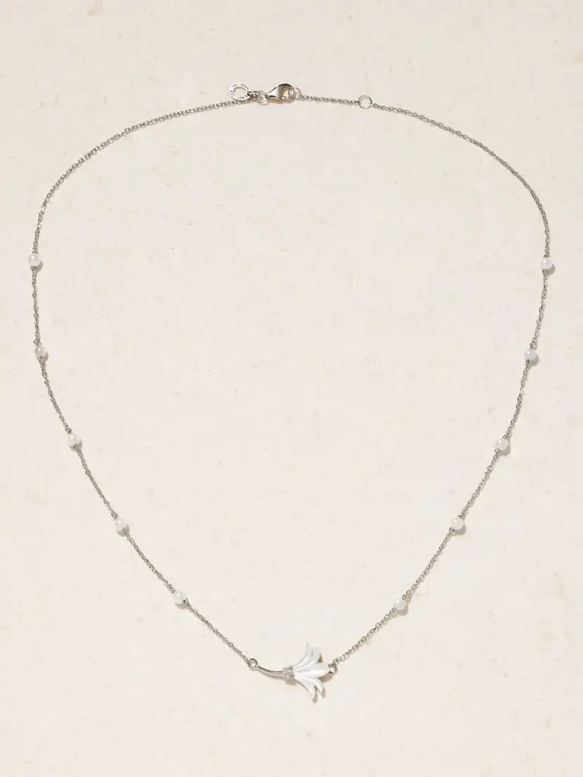 L’Atelier Nawbar Psychedeliah 18-karat White Gold, Diamond And Mother-of-pearl Necklace | Thumbnail 4 L’Atelier Nawbar Psychedeliah 18-karat White Gold, Diamond And Mother-of-pearl Necklace | Thumbnail 4